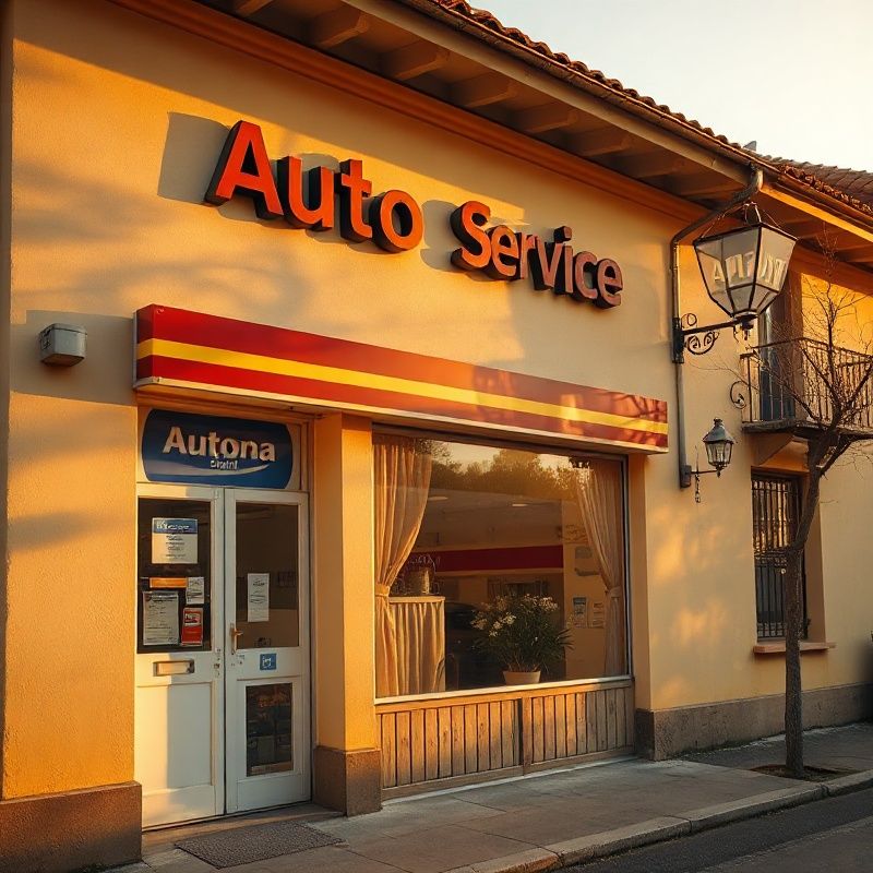 Fațada exterioară a service-ului Pandaplumen într-o după-amiază însorită